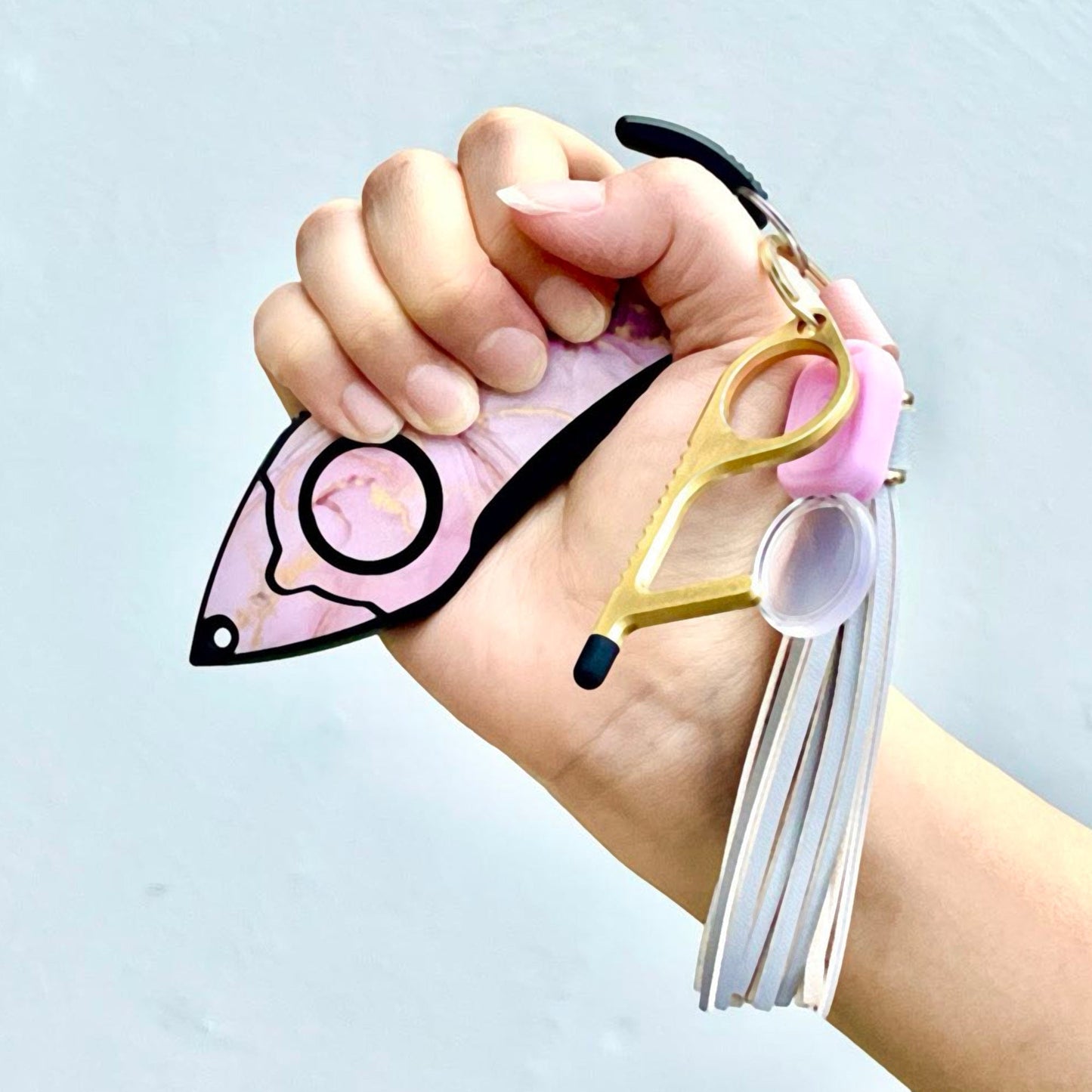 Stinger Survival Tools Personal Alarm Keychain Safety Emergency Tool (Pink Marble)