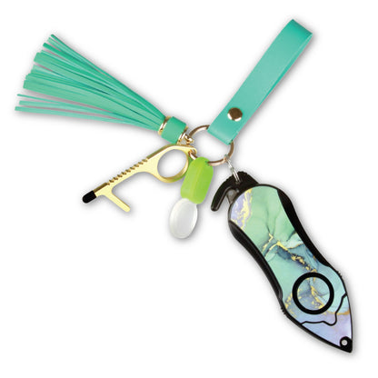 Stinger Survival Tools Personal Alarm Keychain Safety Emergency Tool (Green Marble)