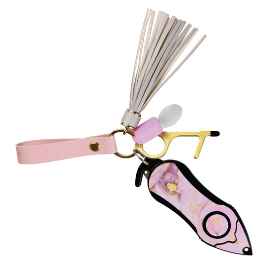 Stinger Survival Tools Personal Alarm Keychain Safety Emergency Tool (Pink Marble)
