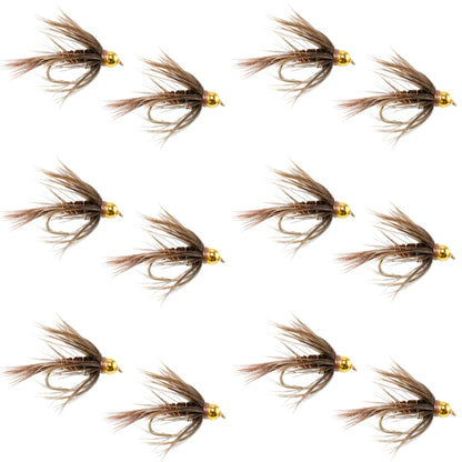 The Fly Fishing Place Soft Hackle Bead Head Pheasant Tail Nymph Fly - 12 Flies Size 10