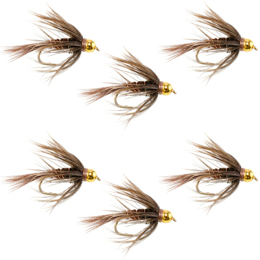 The Fly Fishing Place Soft Hackle Bead Head Pheasant Tail Nymph Fly - 6 Flies Size 10
