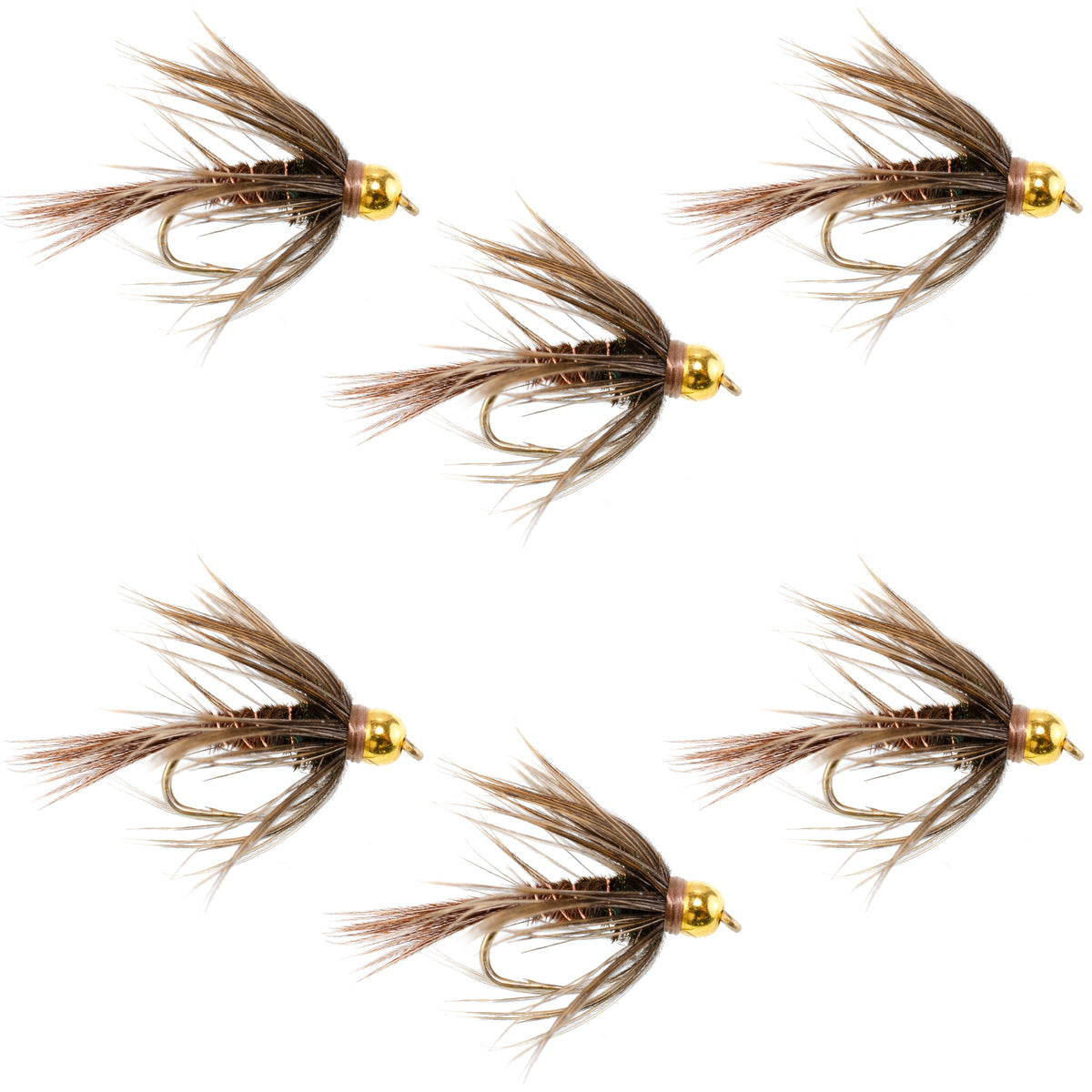 The Fly Fishing Place Soft Hackle Bead Head Pheasant Tail Nymph Fly - 6 Flies Size 18