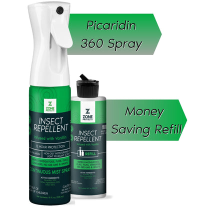 Zone Protects Insect Repellent Picaridin Scented Mistosol + Refill Combo
