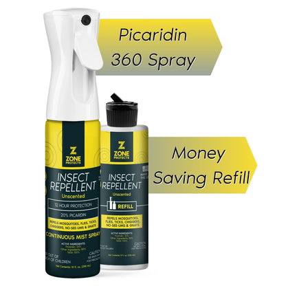 Zone Protects Insect Repellent, Picaridin, Unscented Mistosol + Refill Combo