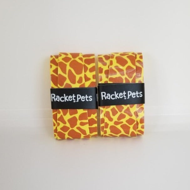 Racket Pets Overgrip Tape for Tennis Racket - Orange Giraffe (pack of 2)