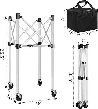 Racket Pets Ball Tote & Cart - Portable Teaching Cart with Black Ball Tote Bag for Tennis and Pickleball Pros