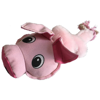 Dogline 22" Safari Pig Animal Toy with Embedded Ball & Rope