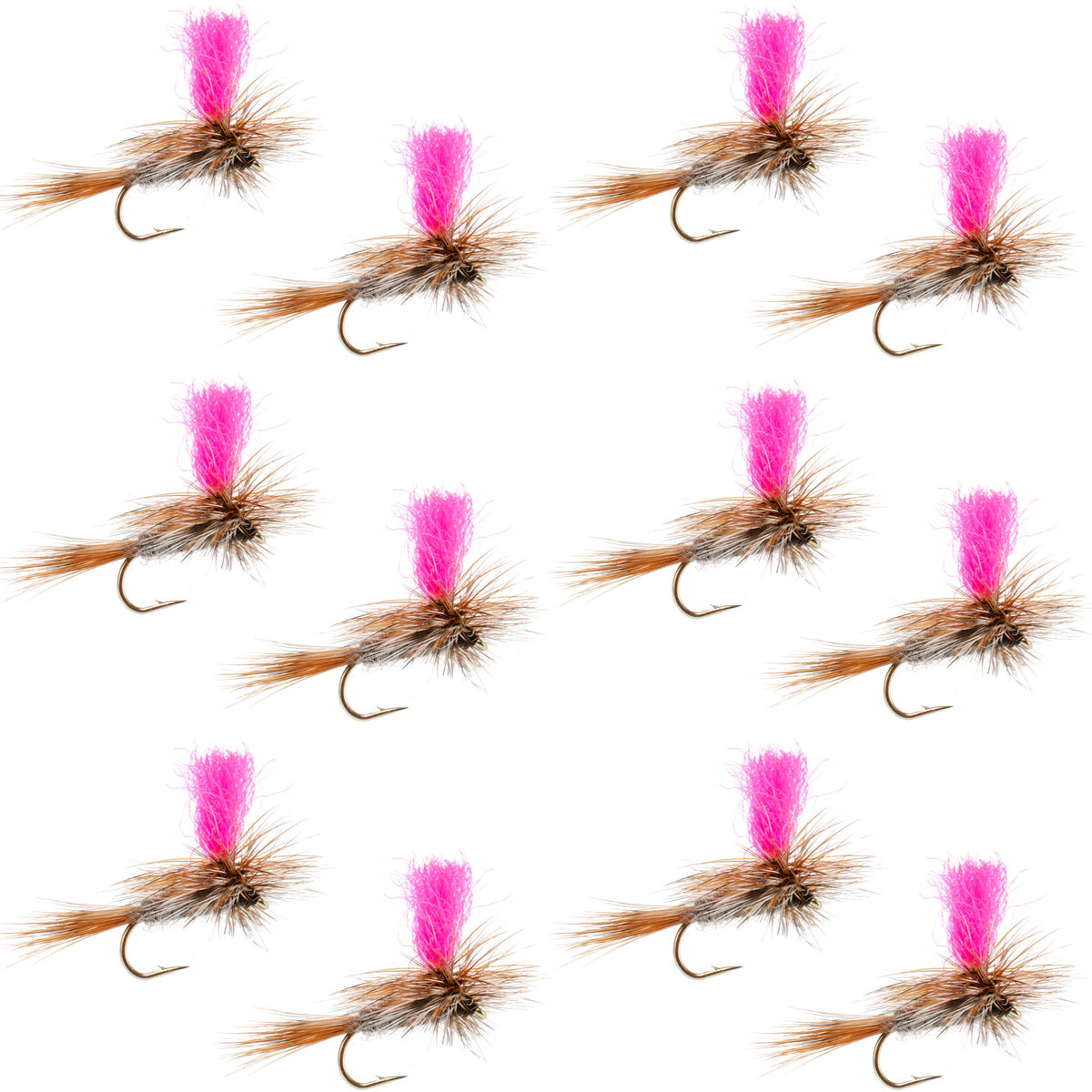 The Fly Fishing Place Adams Hi-Viz Parachute Classic Dry Fly - 12 Flies Hook Size 20