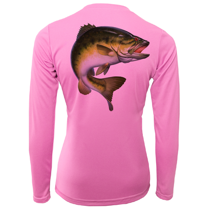 Saltwater Born Florida Freshwater Born Largemouth Bass Women's Long Sleeve UPF 50+ Dry-Fit Shirt