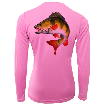 Saltwater Born Michigan Freshwater Born Perch Women's Long Sleeve UPF 50+ Dry-Fit Shirt