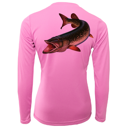 Saltwater Born Michigan Freshwater Born Pike Women's Long Sleeve UPF 50+ Dry-Fit Shirt