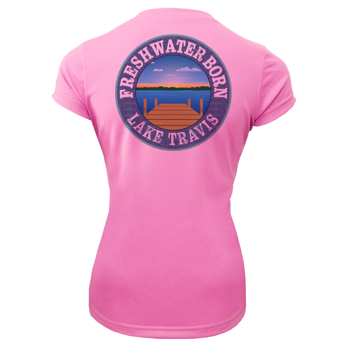 Saltwater Born Lake Travis Freshwater Born SUP Flag Women's Short Sleeve UPF 50+ Dry-Fit Shirt