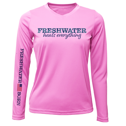 Saltwater Born Michigan "Freshwater Heals Everything" Women's Long Sleeve UPF 50+ Dry-Fit Shirt