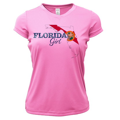 Saltwater Born Tarpon Springs Florida Girl Women's Short Sleeve UPF 50+ Dry-Fit Shirt