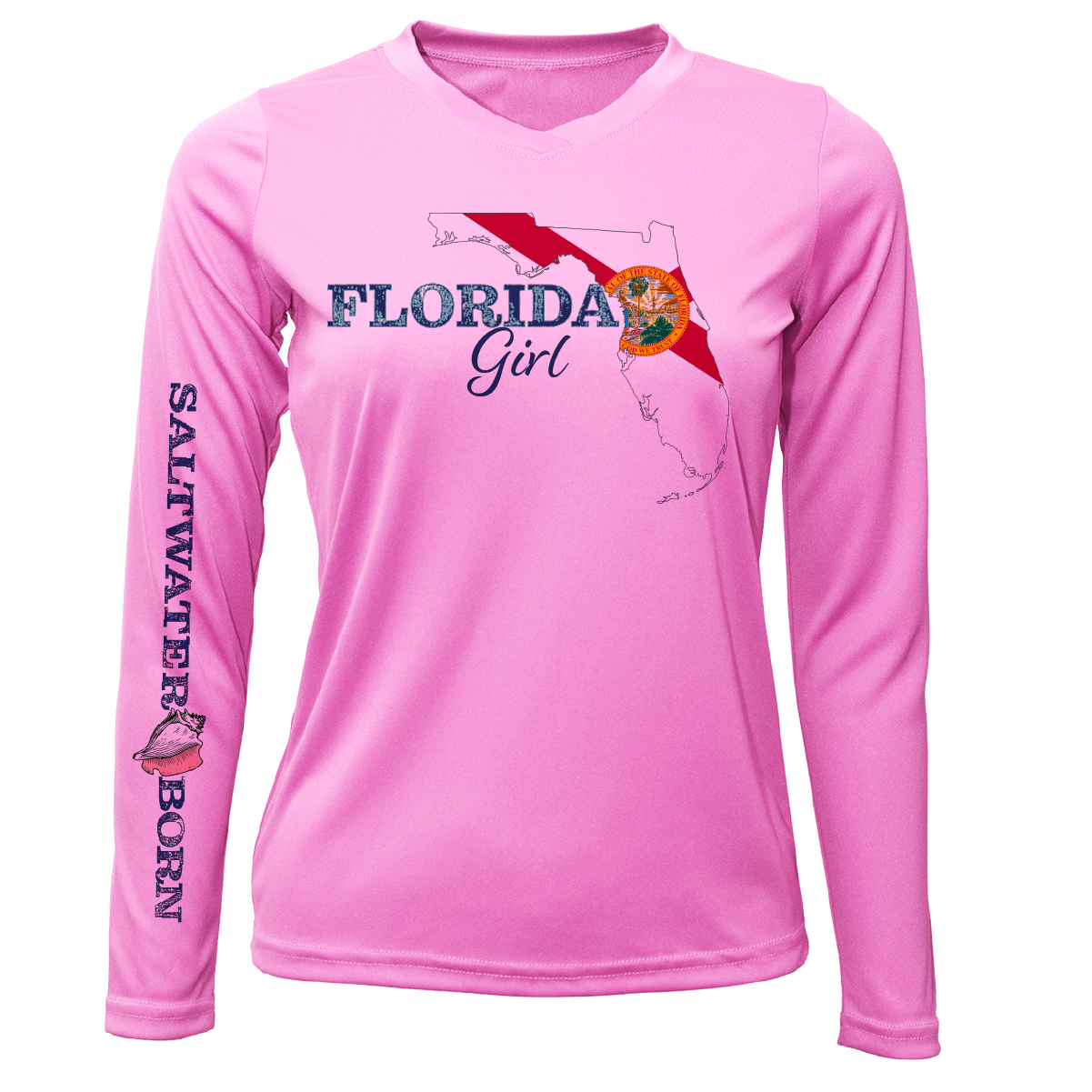 Saltwater Born St. Petersburg, Florida Girl Women's Long Sleeve UPF 50+ Dry-Fit Shirt