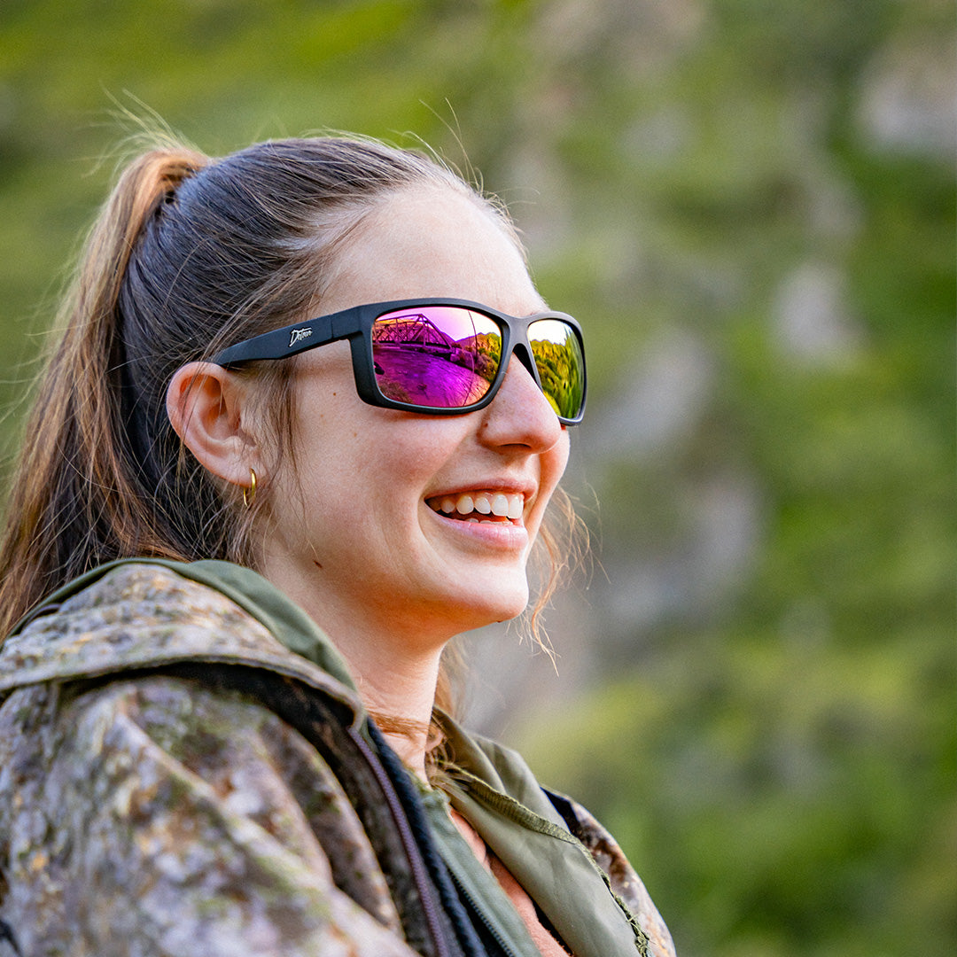 Detour Sunglasses Breach - Matte Black - Pink Polarized ANSI Z87+