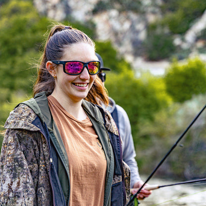 Detour Sunglasses Breach - Matte Black - Pink Polarized ANSI Z87+