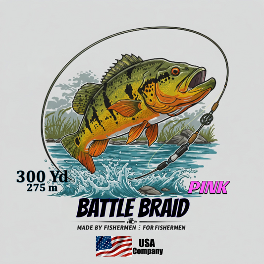 BATTLE BRAID PINK 300 YARD SPOOLS 8x PE