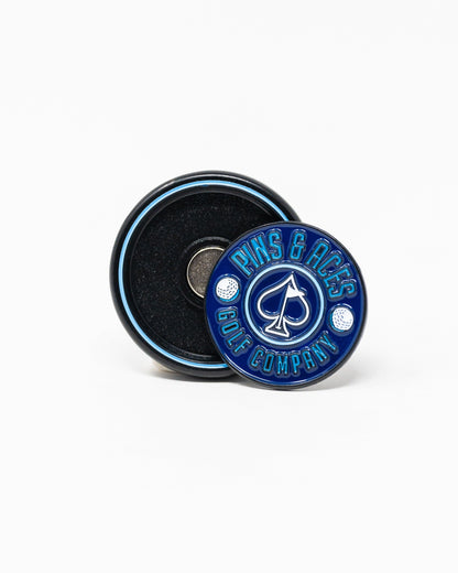 Pins and Aces Pop Out Medallion Ball Marker - Navy