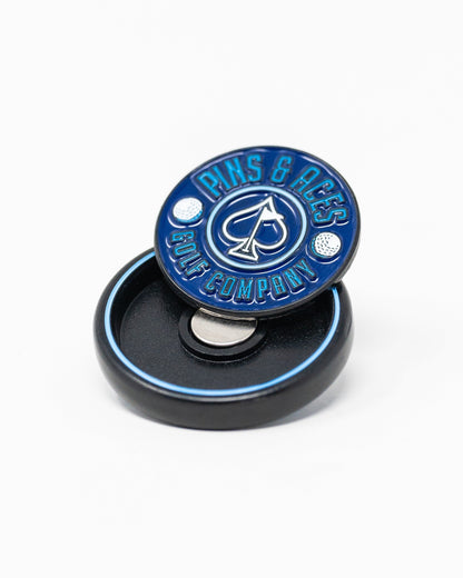 Pins and Aces Pop Out Medallion Ball Marker - Navy