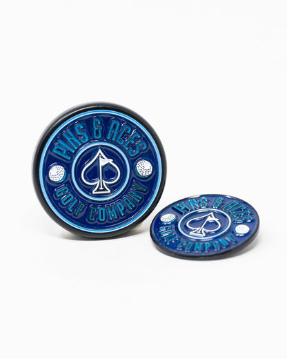 Pins and Aces Pop Out Medallion Ball Marker - Navy