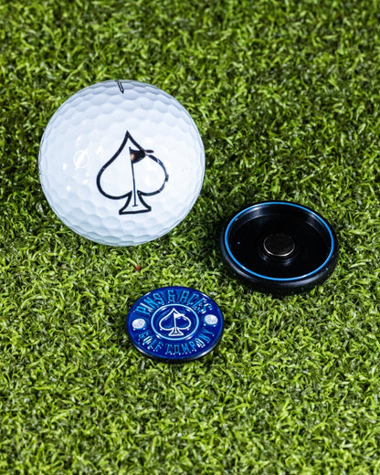 Pins and Aces Pop Out Medallion Ball Marker - Navy