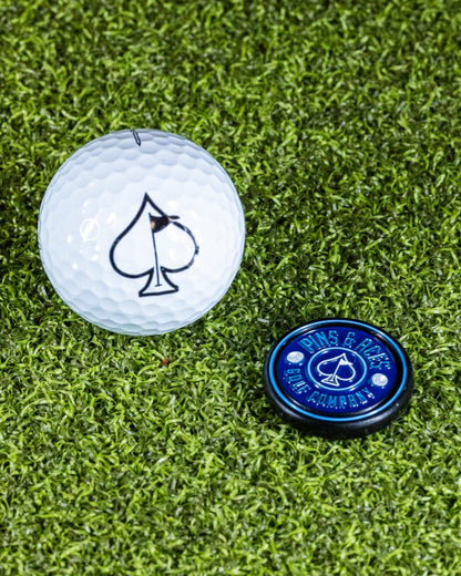 Pins and Aces Pop Out Medallion Ball Marker - Navy