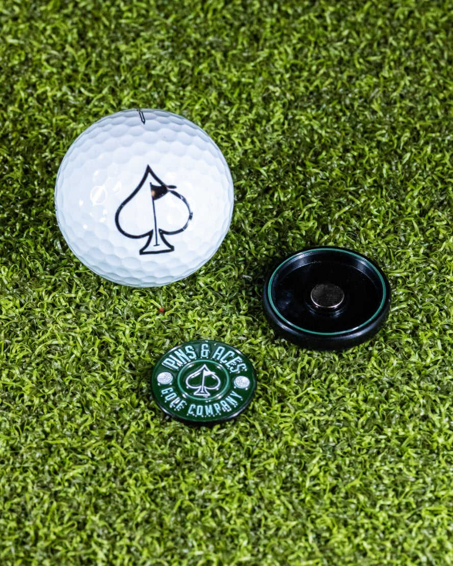 Pins and Aces Pop Out Medallion Ball Marker - Green