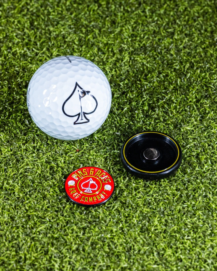Pins and Aces Pop Out Medallion Ball Marker - Red