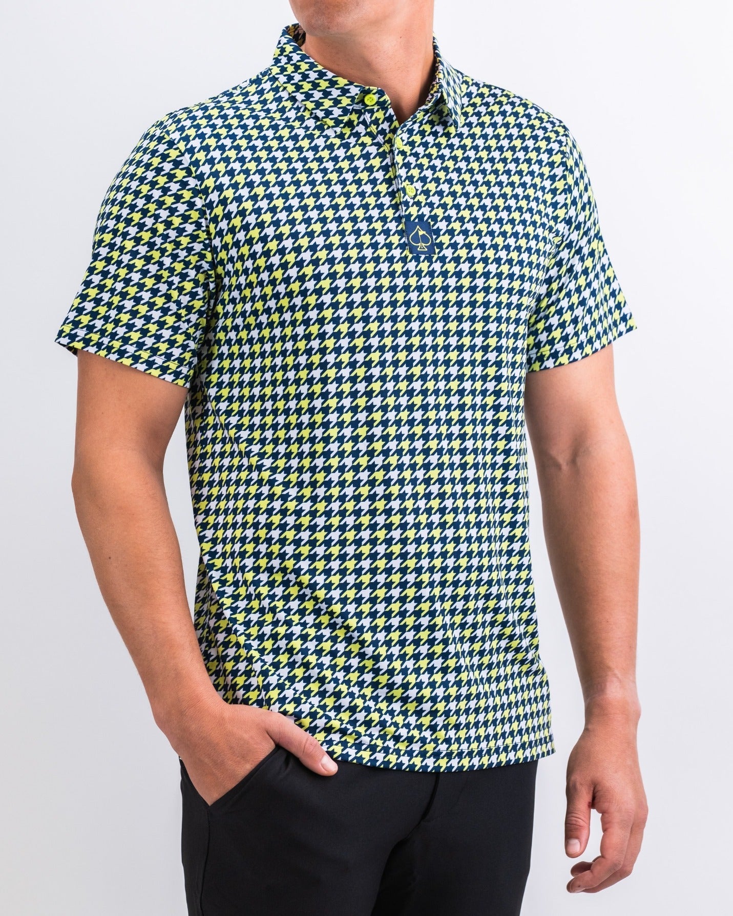 Pins and Aces Houndstooth Lime