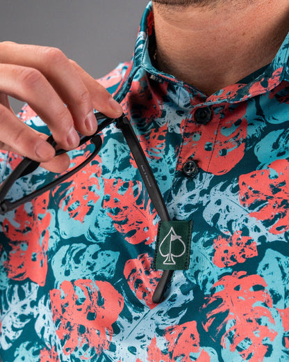 Pins and Aces Painted Monstera Teal