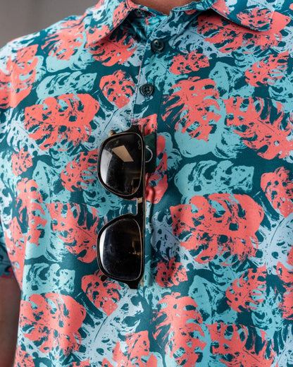 Pins and Aces Painted Monstera Teal