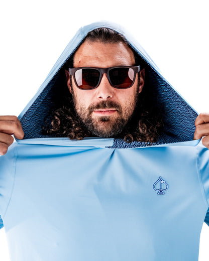 Pins and Aces Performance Golf Hoodie - Squiggle Blue