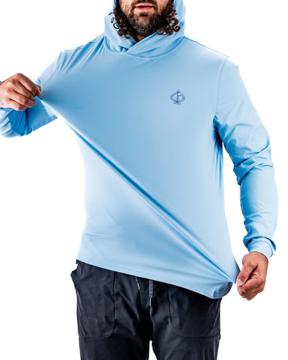 Pins and Aces Performance Golf Hoodie - Squiggle Blue