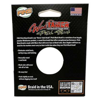 FINS Fishing Windtamer Pitch Black Braid