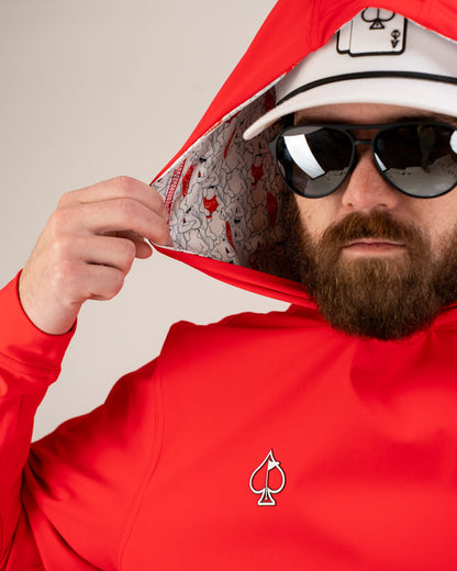 Pins and Aces Performance Golf Hoodie - Coca-Cola Red