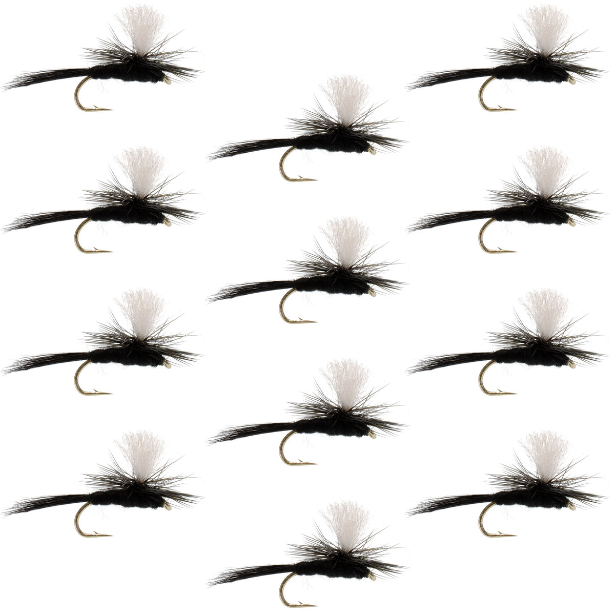 The Fly Fishing Place Parachute Black Gnat Classic Dry Fly - 12 Flies Size 12