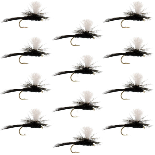 The Fly Fishing Place Parachute Black Gnat Classic Dry Fly - 12 Flies Size 12