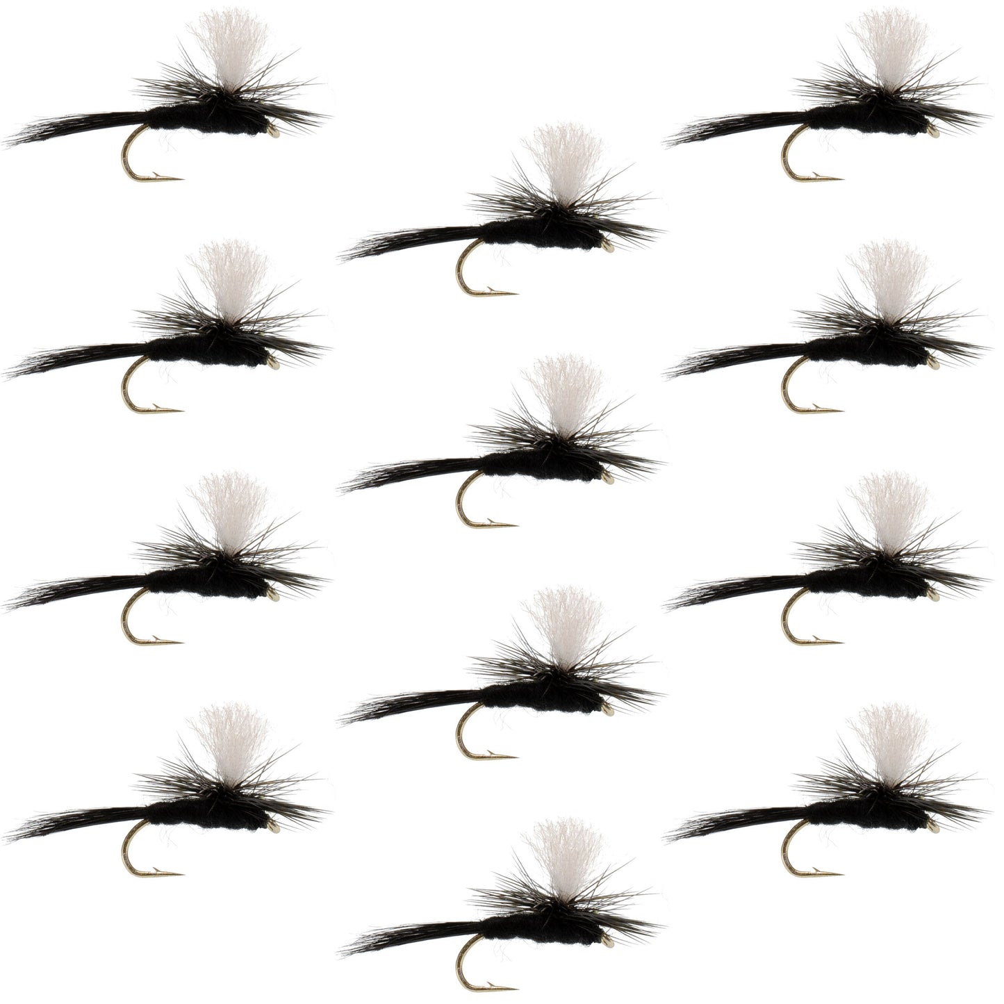 The Fly Fishing Place Parachute Black Gnat Classic Dry Fly - 12 Flies Size 14