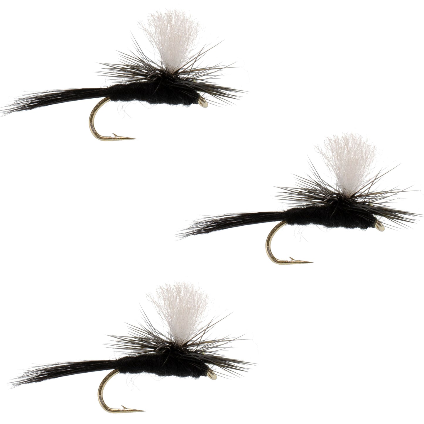 The Fly Fishing Place 3 Pack Parachute Black Gnat Classic Dry Fly - Size 16