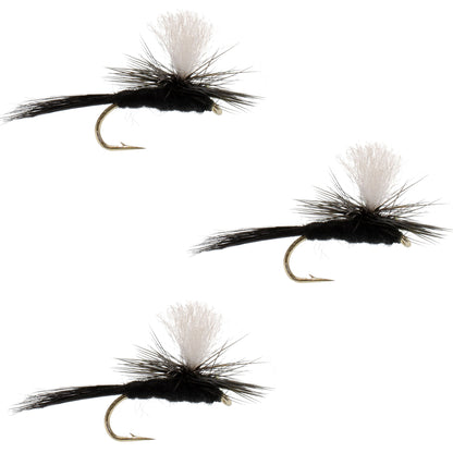 The Fly Fishing Place 3 Pack Parachute Black Gnat Classic Dry Fly - Size 16