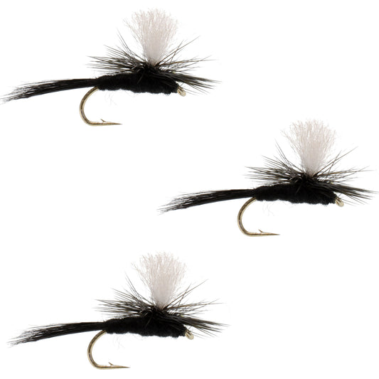 The Fly Fishing Place 3 Pack Parachute Black Gnat Classic Dry Fly - Size 12