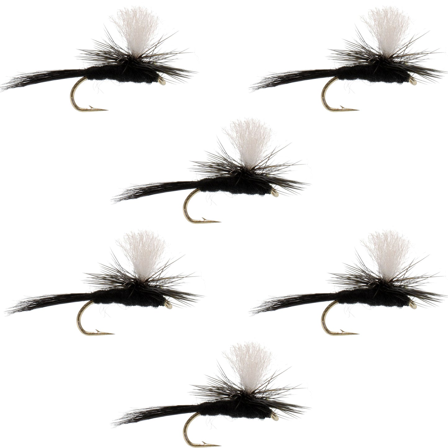 The Fly Fishing Place Parachute Black Gnat Classic Dry Fly - 6 Flies Size 14
