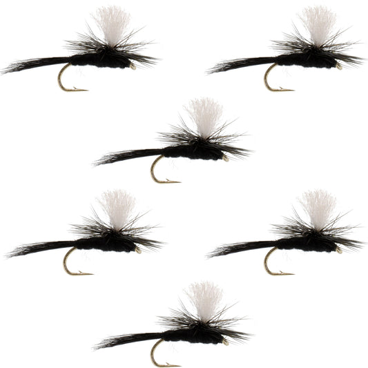 The Fly Fishing Place Parachute Black Gnat Classic Dry Fly - 6 Flies Size 14