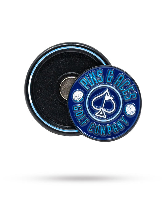 Pins and Aces Pop Out Medallion Ball Marker - Navy