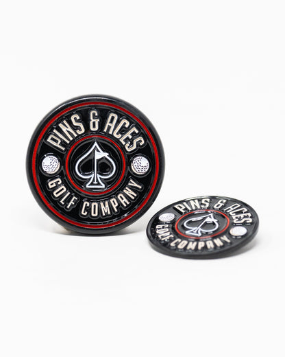 Pins and Aces Pop Out Medallion Ball Marker - Black