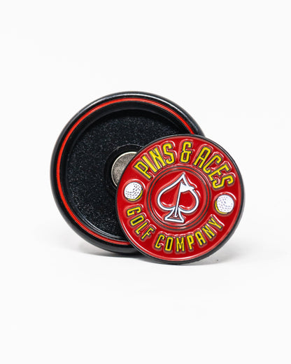 Pins and Aces Pop Out Medallion Ball Marker - Red