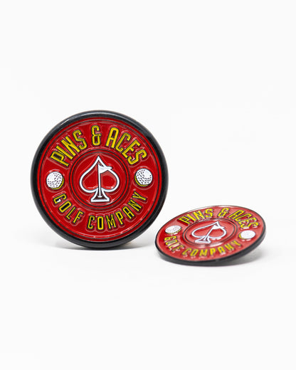 Pins and Aces Pop Out Medallion Ball Marker - Red