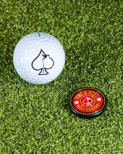 Pins and Aces Pop Out Medallion Ball Marker - Red