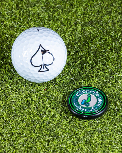 Pins and Aces Pop Out Medallion Ball Marker - Crooked Dick